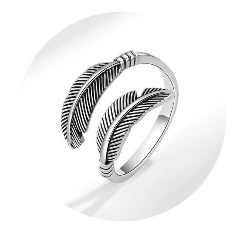 The Beauty House Fingerring Vintage Ring Damen Silberfarbe Verstellbar Feder Design Schmuck von The Beauty House