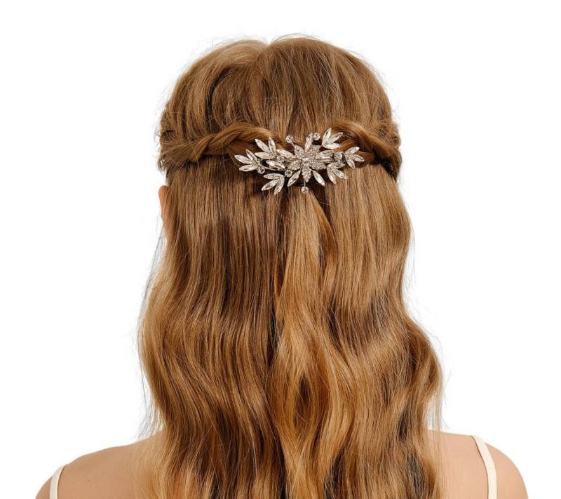 The Beauty House Haarspange Haarklammer Haarkamm Hochzeit Brautschmuck Brauthaarkamm, Brauthaarschmuck aus Metell mit Zirkonia von The Beauty House