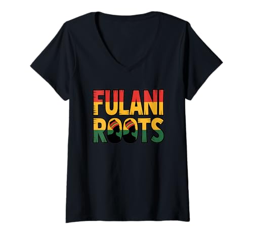 Damen Fulani Roots African Pride Diaspora DNA Afrika Ancestry T-Shirt mit V-Ausschnitt Damen Fulani Roots African Pride Diaspora DNA Afrika Ancestry T-Shirt mit V-Ausschnitt von The Best Africa Designs