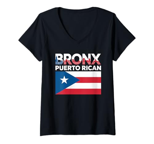 Damen Bronx Puerto Rican Puerto Rico Flagge New York Pride Boricua T-Shirt mit V-Ausschnitt Damen Bronx Puerto Rican Puerto Rico Flagge New York Pride Boricua T-Shirt mit V-Ausschnitt von The Best Boricua Designs