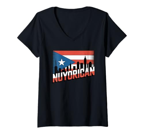 Damen Nuyorican New York Puertorican Boricua Pride Puerto Rico T-Shirt mit V-Ausschnitt Damen Nuyorican New York Puertorican Boricua Pride Puerto Rico T-Shirt mit V-Ausschnitt von The Best Boricua Designs