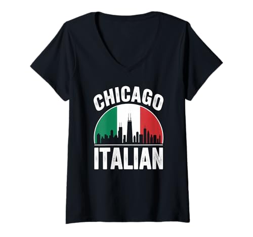 Damen Chicago Italienische Flagge Little Italy Nachbarschaft Illinois T-Shirt mit V-Ausschnitt von The Best Chicago Designs