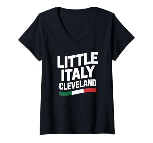 Damen Little Italy Cleveland Ohio Italienische Immigrant-Flagge T-Shirt mit V-Ausschnitt Damen Little Italy Cleveland Ohio Italienische Immigrant-Flagge T-Shirt mit V-Ausschnitt von The Best Cleveland Designs