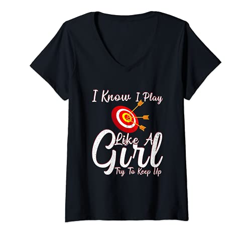 Damen I Know I Play Like A Girl Darts Arrows Archery Drinking T-Shirt mit V-Ausschnitt Damen I Know I Play Like A Girl Darts Arrows Archery Drinking T-Shirt mit V-Ausschnitt von The Best Darts Designs