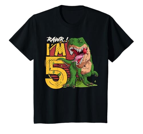Rawr I'm 5 5rd Birthday T Rex Dinosaurier Dekorationen Geschenk Jungen T-Shirt von The Best Dinosaur Birthday gifts