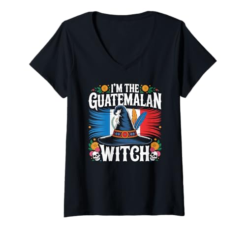 Damen I'm The Guatemaltekische Hexe Guatemala Easy Halloween Kostüm T-Shirt mit V-Ausschnitt Damen I'm The Guatemaltekische Hexe Guatemala Easy Halloween Kostüm T-Shirt mit V-Ausschnitt von The Best Guatemala Designs