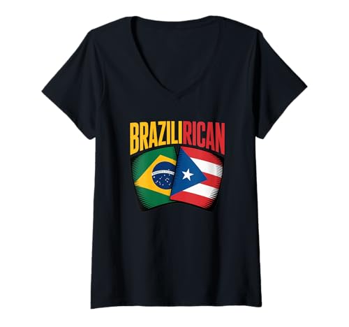 Damen Brasilirican Brazilian Puerto Rican Boricua Pride Brasilien T-Shirt mit V-Ausschnitt Damen Brasilirican Brazilian Puerto Rican Boricua Pride Brasilien T-Shirt mit V-Ausschnitt von The Best Heritage Designs