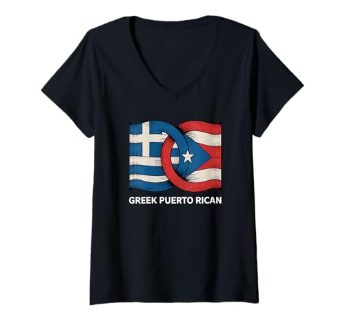 Damen Griechische Puerto Ricua Boricua Griechenland Puerto Rico Flagge Pride T-Shirt mit V-Ausschnitt Damen Griechische Puerto Ricua Boricua Griechenland Puerto Rico Flagge Pride T-Shirt mit V-Ausschnitt von The Best Heritage Designs