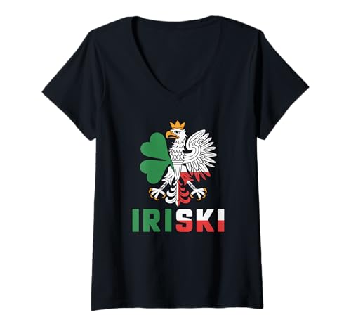 Damen Iriski Half Irish Polish Irland Polen St. Patrick's Day T-Shirt mit V-Ausschnitt Damen Iriski Half Irish Polish Irland Polen St. Patrick's Day T-Shirt mit V-Ausschnitt von The Best Heritage Designs