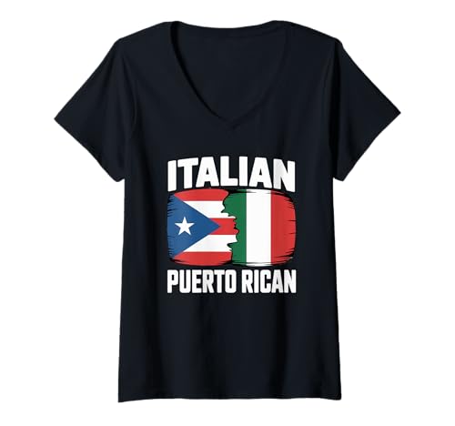 Damen Italienische Puerto Rico-Flagge, Italien Puerto Rico, Boricua Pride T-Shirt mit V-Ausschnitt Damen Italienische Puerto Rico-Flagge, Italien Puerto Rico, Boricua Pride T-Shirt mit V-Ausschnitt von The Best Heritage Designs