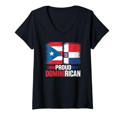Damen Stolzer Dominirikaner, halb dominikanischer Puerto-Rican-Boricua-Stolz T-Shirt mit V-Ausschnitt von The Best Heritage Designs