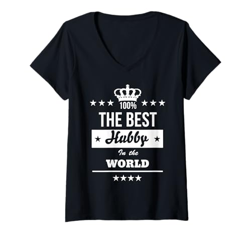 Damen The Best Hubby In The World Husband Wedding Anniversary T-Shirt mit V-Ausschnitt Damen The Best Hubby In The World Husband Wedding Anniversary T-Shirt mit V-Ausschnitt von The Best Hubby In The World by GitGraf