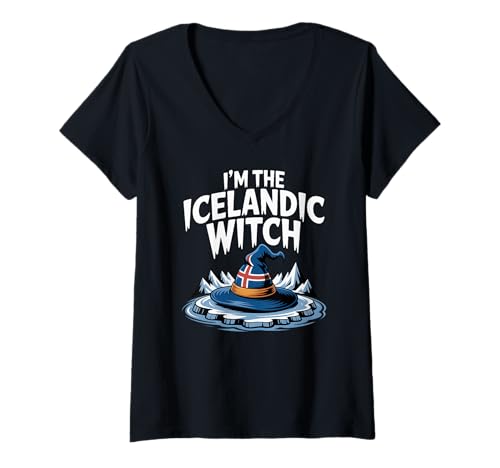Damen I'm The Icelandic Witch Island Flag Easy Halloween Costume T-Shirt mit V-Ausschnitt von The Best Iceland Designs