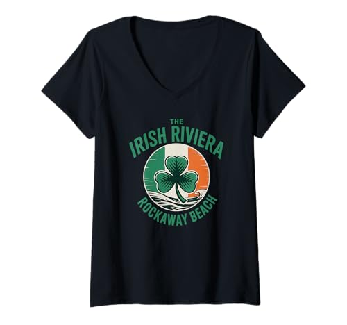 Damen The Irish Riviera Rockaway Beach Queens New York Irland T-Shirt mit V-Ausschnitt Damen The Irish Riviera Rockaway Beach Queens New York Irland T-Shirt mit V-Ausschnitt von The Best Irish Designs