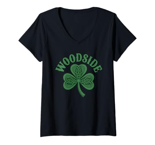 Damen Woodside Queens New York Irish Clover Celtic Knots Irland T-Shirt mit V-Ausschnitt Damen Woodside Queens New York Irish Clover Celtic Knots Irland T-Shirt mit V-Ausschnitt von The Best Irish Designs