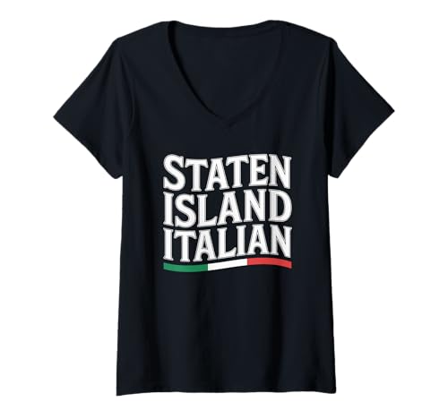 Damen Staten Island Italienische New York Italien Flagge Immigrant Pride T-Shirt mit V-Ausschnitt Damen Staten Island Italienische New York Italien Flagge Immigrant Pride T-Shirt mit V-Ausschnitt von The Best Italian Designs