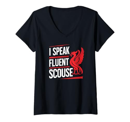 Damen Ich spreche fließend Scouse Liverpool England Liverpudlians Lustig T-Shirt mit V-Ausschnitt Damen Ich spreche fließend Scouse Liverpool England Liverpudlians Lustig T-Shirt mit V-Ausschnitt von The Best Liverpool Designs