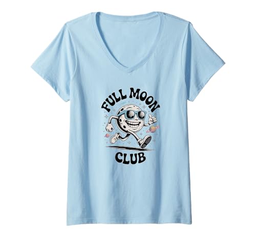 Damen Full Moon Club im Vintage-Retro-Design — Spaß im Weltraum T-Shirt mit V-Ausschnitt von The Best Merch