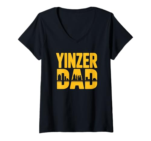 Damen Yinzer Dad Pittsburgh Skyline Vatertag Pennsylvania T-Shirt mit V-Ausschnitt Damen Yinzer Dad Pittsburgh Skyline Vatertag Pennsylvania T-Shirt mit V-Ausschnitt von The Best Pittsburgh Designs