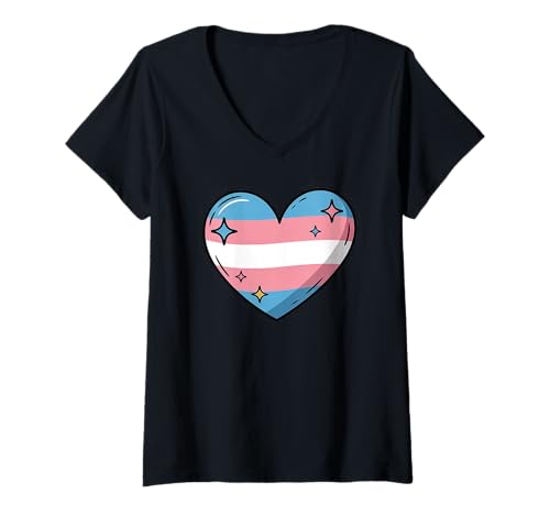 Damen Trans Pride Flagge Süßes Herz – LGBT Ally T-Shirt mit V-Ausschnitt Damen Trans Pride Flagge Süßes Herz – LGBT Ally T-Shirt mit V-Ausschnitt von The Best Pride Merch