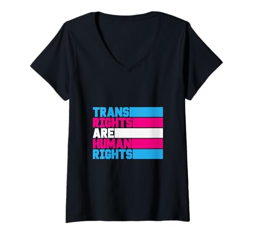 Damen Trans Rights Are Human Rights Bright Transgender Pride Flagge T-Shirt mit V-Ausschnitt Damen Trans Rights Are Human Rights Bright Transgender Pride Flagge T-Shirt mit V-Ausschnitt von The Best Pride Merch
