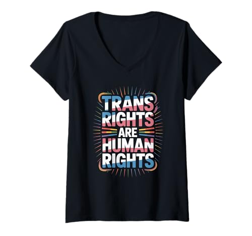 Damen Transrechte sind Menschenrechte - Pride LGBT Ally Pride T-Shirt mit V-Ausschnitt Damen Transrechte sind Menschenrechte - Pride LGBT Ally Pride T-Shirt mit V-Ausschnitt von The Best Pride Merch