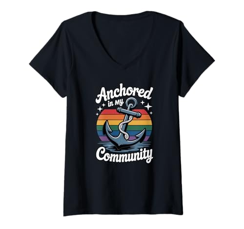 Damen Verankert in meiner Community - Pride LGBT+ Illustration T-Shirt mit V-Ausschnitt Damen Verankert in meiner Community - Pride LGBT+ Illustration T-Shirt mit V-Ausschnitt von The Best Pride Merch