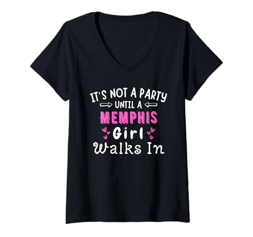 Damen Party Memphis Girl geht in Tennessee Southern Pride spazieren T-Shirt mit V-Ausschnitt von The Best Tennessee Designs