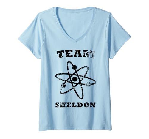 Damen Das Urknalltheory-Logo von Team Sheldon Atom Light T-Shirt mit V-Ausschnitt von The Big Bang Theory