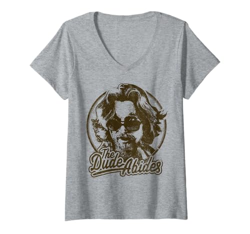 Damen Big Lebowski The Dude Abides Negative Head Shot Portrait T-Shirt mit V-Ausschnitt Damen Big Lebowski The Dude Abides Negative Head Shot Portrait T-Shirt mit V-Ausschnitt von The Big Lebowski