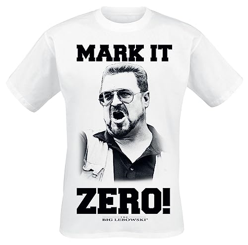 The Big Lebowski Mark It Zero Männer T-Shirt weiß L 100% Baumwolle Fan-Merch, Filme von The Big Lebowski