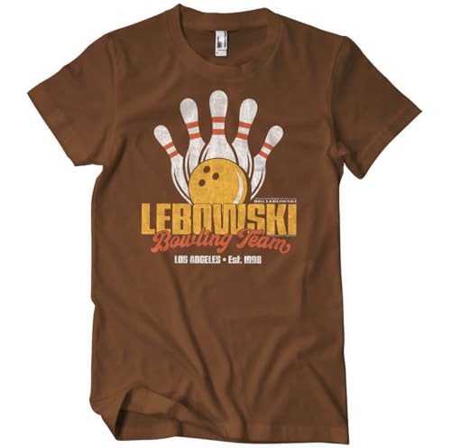 The Big Lebowski Offizielles Lizenzprodukt Lebowski Bowling Team Herren-T-Shirt (Braun), X-Large von The Big Lebowski