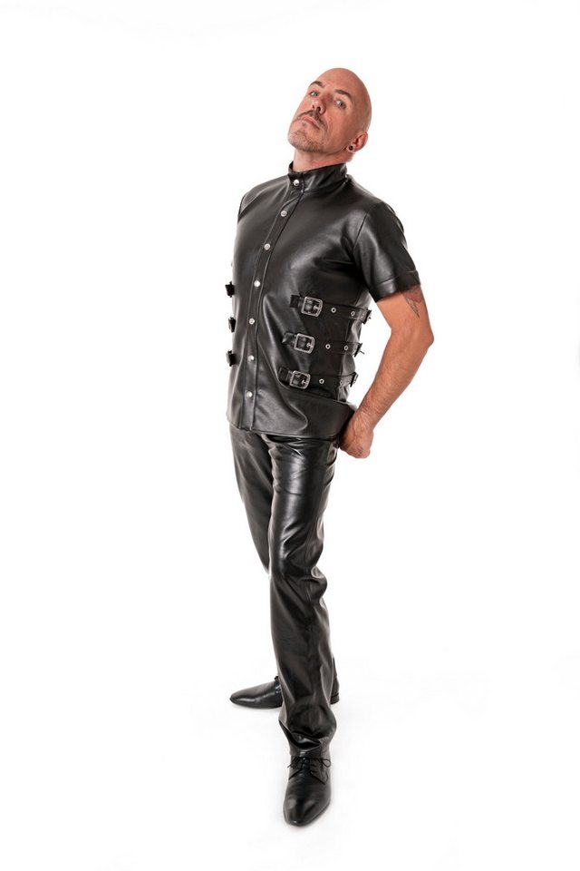 The Black Rose Hemdjacke Lederhemd - Schwarz - veganes Leder - XL von The Black Rose