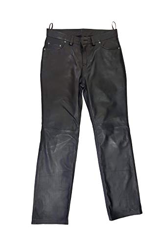 The Black Rose - Lederhose Herren lang - Lederjeans - Model Dylan - veganem Leder Jeans 501 Tube Röhre Skinny Slim Fit Schwarz mit Reisverschluss von The Black Rose