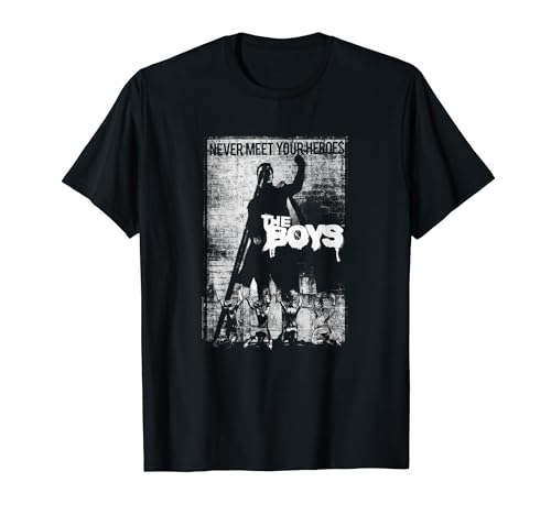 The Boys Triff niemals dein Heldenplakat T-Shirt von The Boys