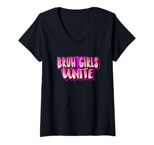 Damen Bürsten Sie Mädchen Ästhetische Teenager Mädchen Pinsel Girls Unite T-Shirt mit V-Ausschnitt von The Bruh Girl Crew Co