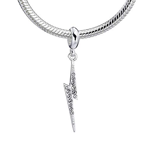 Harry Potter Charm-Anhänger mit Kristallen, aus Sterlingsilber, mit Blitz, Sterling-Silber, Kristall von The Carat Shop