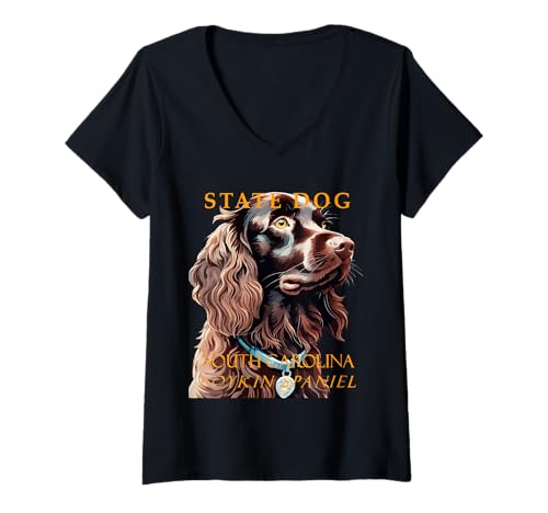 Damen Carolinas Territory Canine Der Boykin Spaniel T-Shirt mit V-Ausschnitt Damen Carolinas Territory Canine Der Boykin Spaniel T-Shirt mit V-Ausschnitt von The Carolinas Territory Symbols Gifts Tees taiche
