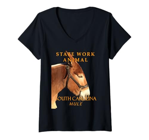 Damen Das Arbeitstier des Carolinas Territory Das Maultier T-Shirt mit V-Ausschnitt von The Carolinas Territory Symbols Gifts Tees taiche