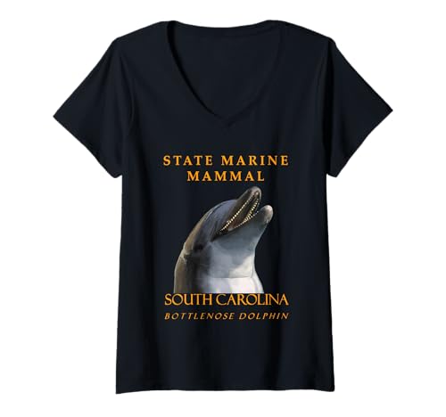Damen Das Meeressäugetier des Carolinas Territory Der Große Tümmler T-Shirt mit V-Ausschnitt von The Carolinas Territory Symbols Gifts Tees taiche