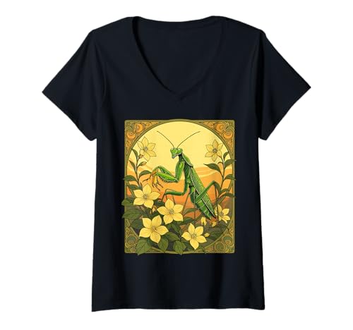 Damen Stagmomantis und gelbe Jasminblüten T-Shirt mit V-Ausschnitt Damen Stagmomantis und gelbe Jasminblüten T-Shirt mit V-Ausschnitt von The Carolinas Territory Symbols Gifts Tees taiche