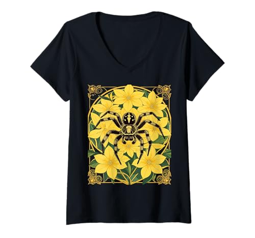 Damen Wolfspinne und gelbe Jasminblüten T-Shirt mit V-Ausschnitt Damen Wolfspinne und gelbe Jasminblüten T-Shirt mit V-Ausschnitt von The Carolinas Territory Symbols Gifts Tees taiche