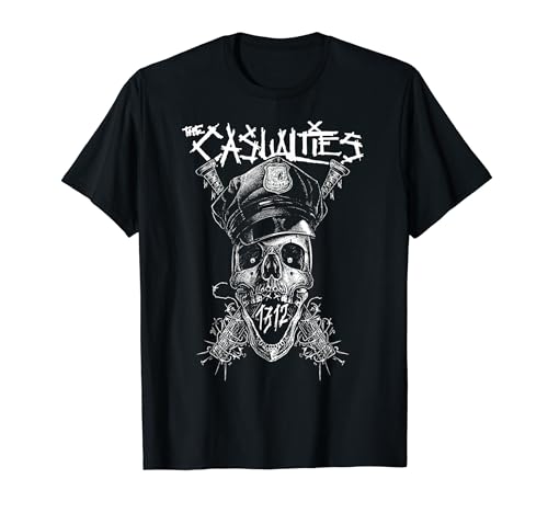 The Casualties - Herren T-Shirt Schwarz S Klassisch Einfarbig Schädel Crew-Ausschnitt Halbarm Pull-On Klassische Passform 100% Polyester Imported Standardlänge von YAMOOCO