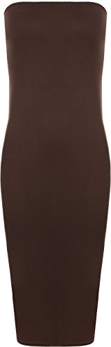 The Celebrity Fashion Damen Bleistiftkleid Boobtube Midi-Kleid trägerlos Stretch figurbetont lang Gr. 38-40, Braun - langes Minikleid von The Celebrity Fashion