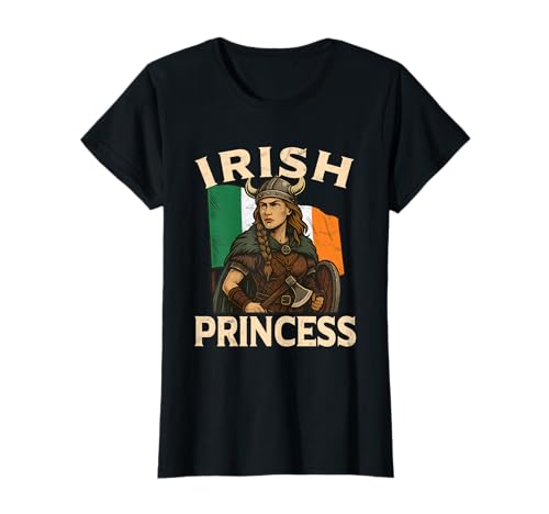Irische Prinzessin Wikinger Frau Irland Flagge keltisches Mädchen T-Shirt von The Celtic Harp .