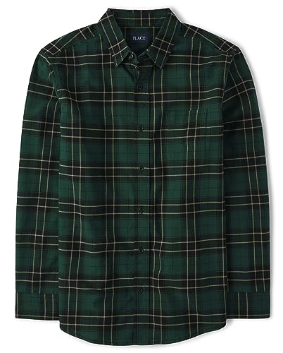 The Children's Place Langärmeliges Herrenhemd mit Knopfleiste, Grüne Kiefer – Papa, XX-Large von The Children's Place