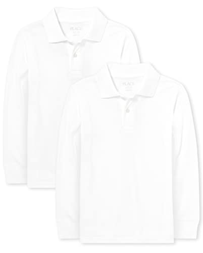 The Children's Place Jungen Boys Uniform Long Sleeve Pique Polo 2-Pack Polohemd, Weiß, XL (2er Pack) von The Children's Place