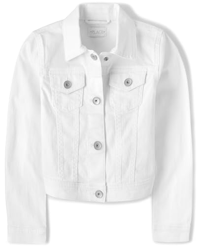 The Children's Place Mädchen Basic Jacket Jeansjacke, White Denim, 5-6 von The Children's Place