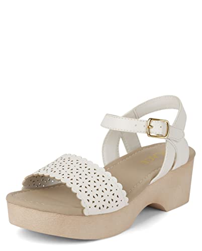 The Children's Place Mädchen Girls Open Toe Low Heel Clog Sandale, Weiß perforiert von The Children's Place