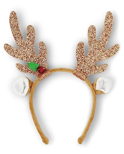 The Children's Place Mädchen Weihnachten Haarschmuck Haarschmuck Haarreif Clips Schleife Rentier NO_Size, Rentier, 1 Count (Pack of 1) von The Children's Place